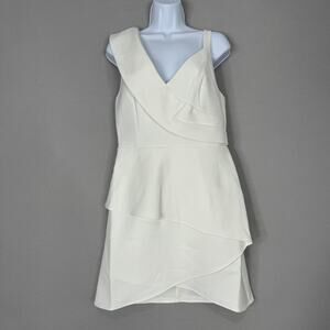 BCBGMAXAZRIA Asymmetric Mini Dress Womens 8 Off White Bridal Bachelorette Party